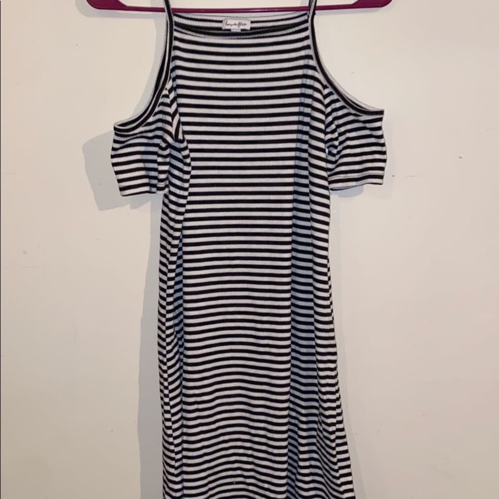 Striped Off the Shoulder Dress LoverFire